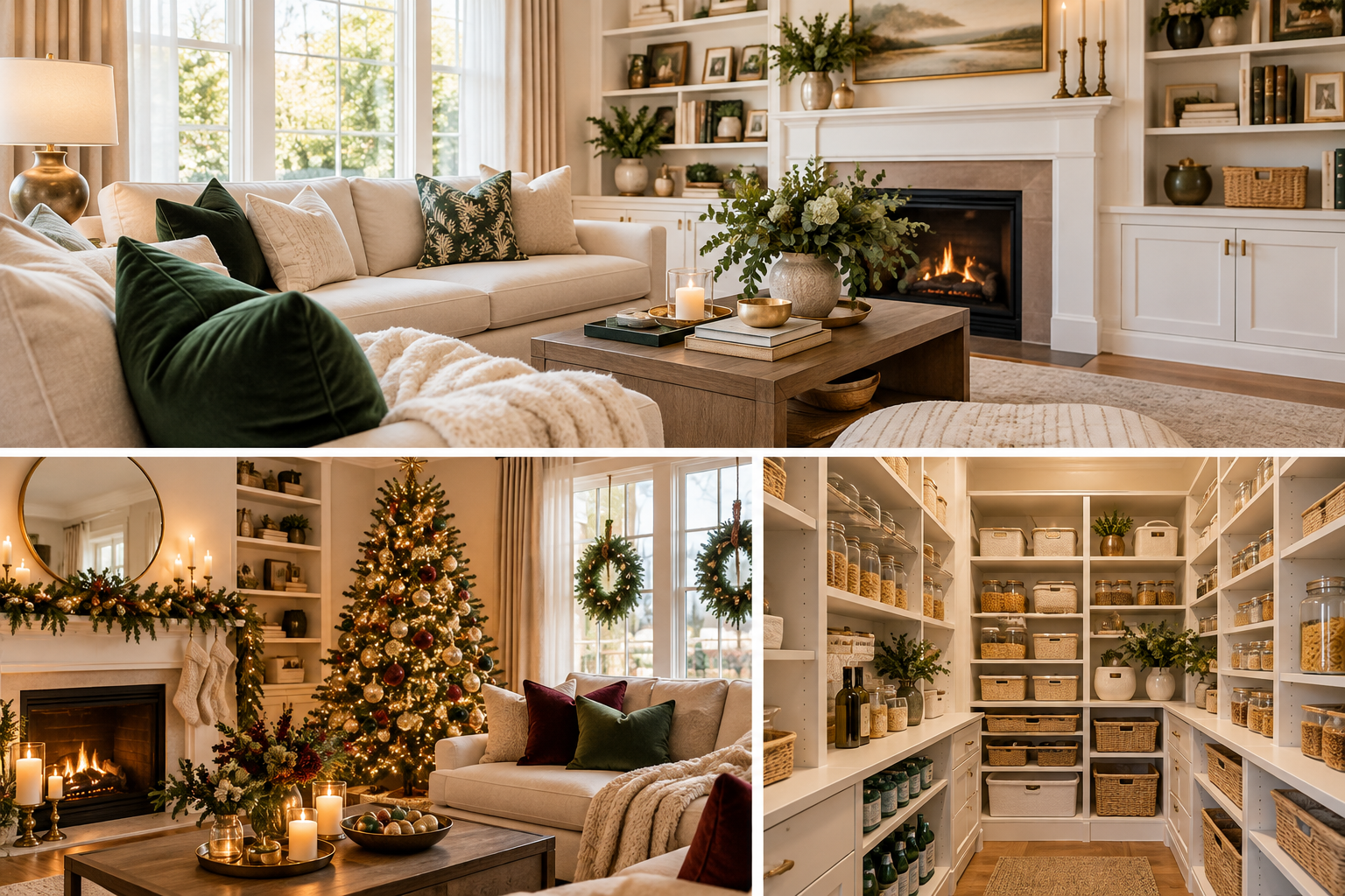 Beautiful organized and holiday-styled interiors